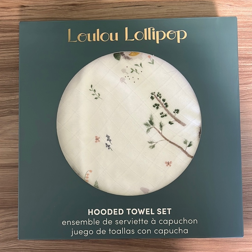Loulou lollipop hooded towel set - hedgehog print
